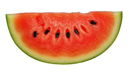 Watermelon Slice Close-Up Juicy Red Flesh Seeds Isolated Transparent Background PNG Fresh Fruit Detail