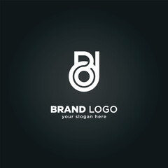 Alphabet Letter B and D Monogram Logo with Black Background.