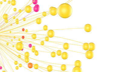 Big data visualization. Network connection structure with chaotic distribution of points and lines. 3D rendering.