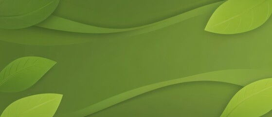 Abstract green background with leaves and wavy lines for nature, ecofriendly, and organic concepts