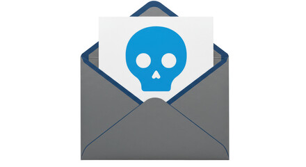 Isolated Email with Skull, Threat Alert Concept