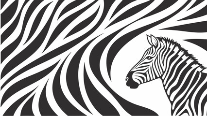 Fototapeta premium Striking black and white stripes define the wild zebra's skin pattern, a natural vector illustration of African safari fauna