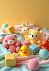 colorful playful baby toys soft pastel blanket softness fun cute child playtime, crib, playmat, infinity, cuddle, sleep, plush, rattle, stacked, comfort