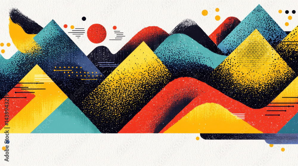 Poster stunning fjord illustrations showcase a colorful abstract mountain range with copy space in the midd