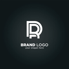 Fototapeta premium Alphabet Letter D and R Monogram Logo with Black Background.