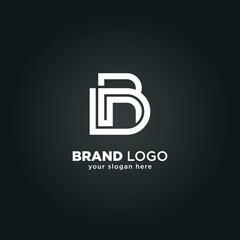 Alphabet Letter D and R Monogram Logo with Black Background.