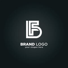 Alphabet Letter F and B Monogram Logo with Black Background.