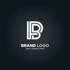 Alphabet Letter P and B Monogram Logo with Black Background.