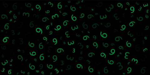 Falling color numbers on black background.