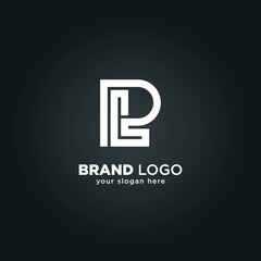 Alphabet Letter P and L Monogram Logo with Black Background.