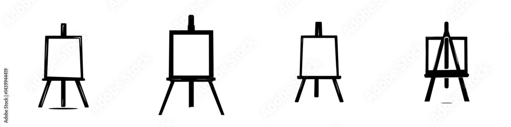 Aufkleber vector illustration of easels in various positions showcasing artistic expression and creativity in 
