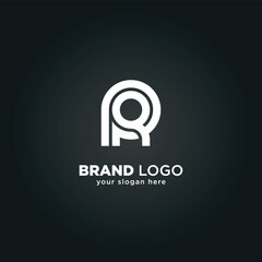 Alphabet Letter P and R Monogram Logo with Black Background.