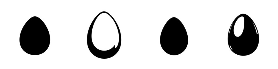 Vector illustration of various egg shapes in black and white style for graphic design and educational use