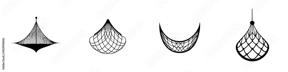 Poster vector illustration icons of various net shapes in black and white suitable for graphic design and a