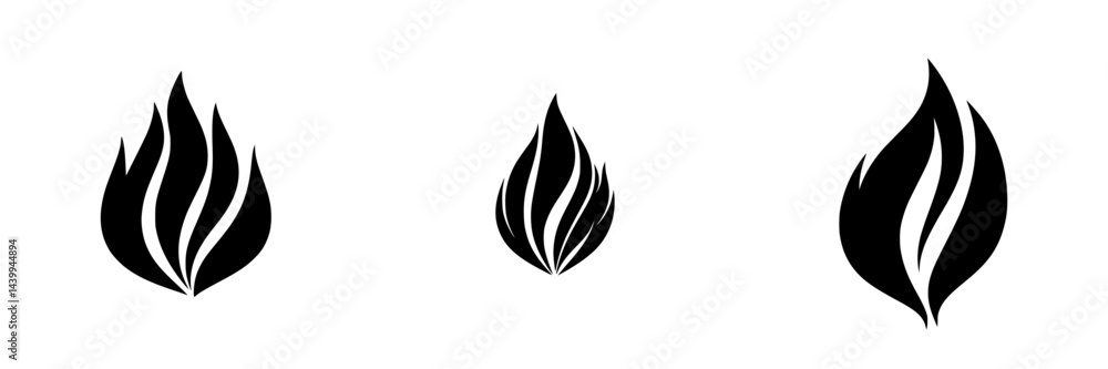 Aufkleber vector illustration of three black and white flame icons designed for graphic use in various project