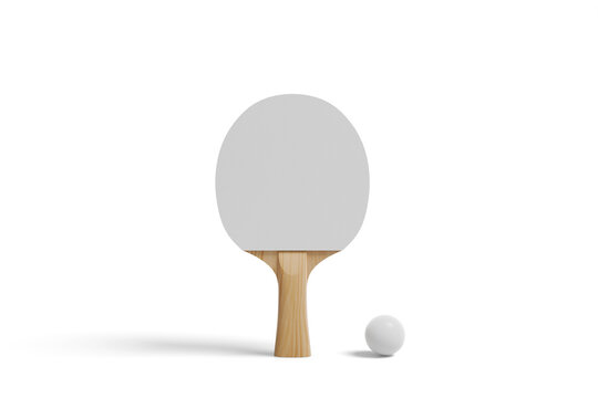 Blank Ping Pong Paddle mockup on white background, 3d rendering