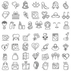 Art & Illustration A collection of minimalistic line icons themed around Mother's Day, Mother's Day Line Icons Set 