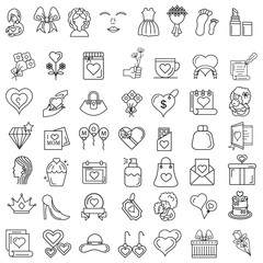 Art & Illustration A collection of minimalistic line icons themed around Mother's Day, Mother's Day Line Icons Set 