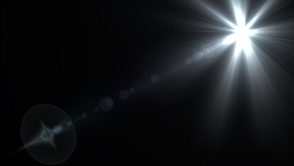 Sunlight lens flare effects Isolated on Black Background