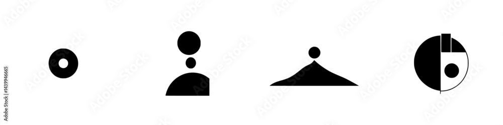 Poster Vector illustration icons in black and white showcasing minimalistic shapes and forms for design projects