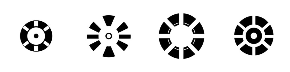 Obraz premium Black and white vector icons representing various designs in a modern graphic style, suitable for diverse applications in digital media