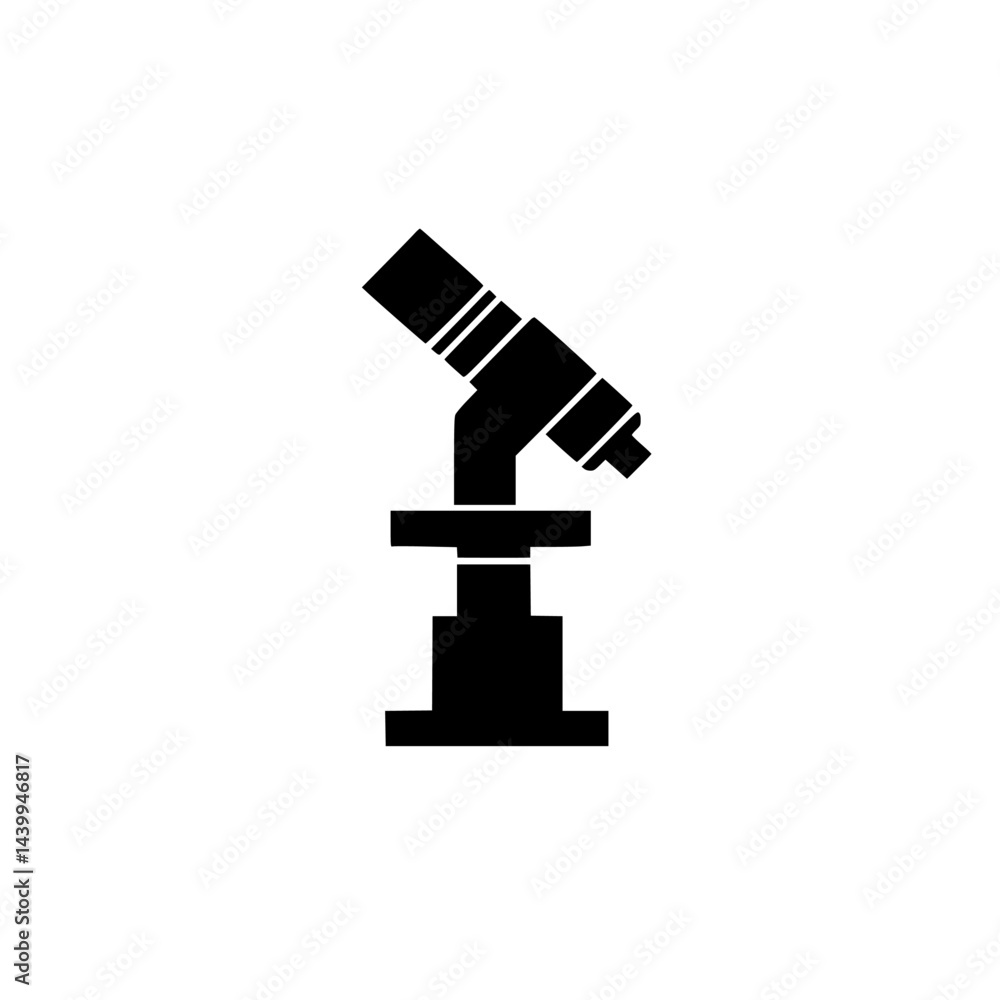 Poster microscope icon in vector style showcasing scientific exploration and research concepts in monochrom