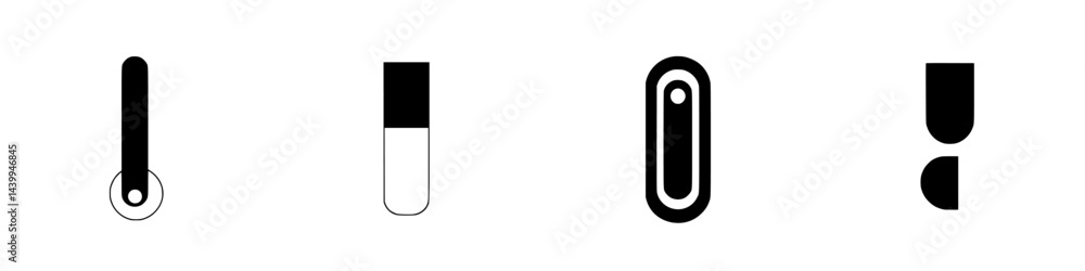Poster vector illustration of simple black and white icons depicting various shapes and objects in a clean 
