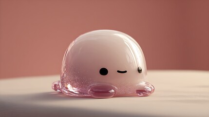 Fototapeta premium Adorable glassy creature, pastel pink