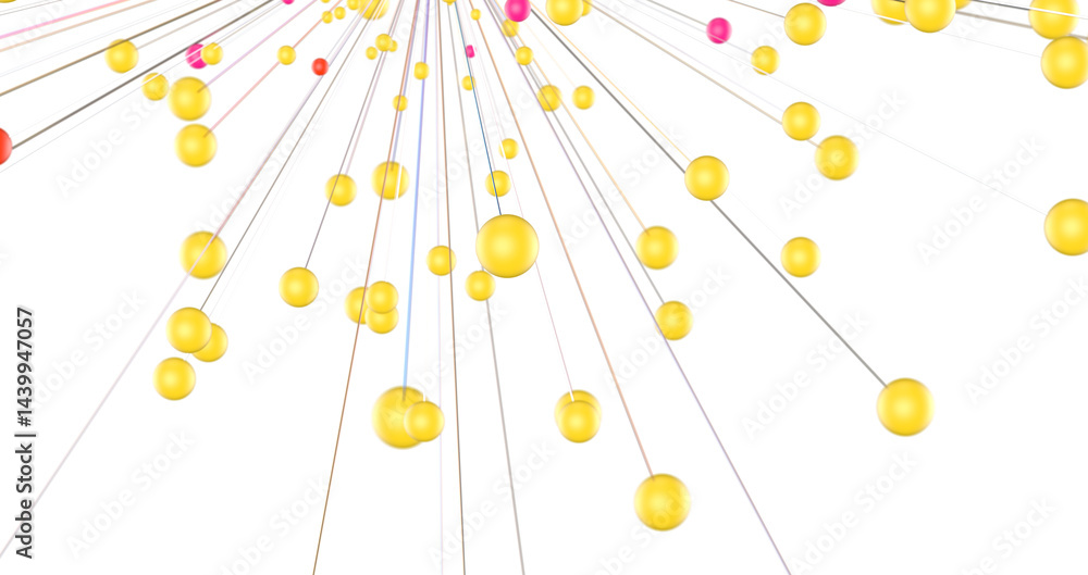 Fototapete Big data visualization. Network connection structure with chaotic distribution of points and lines. 3D rendering.