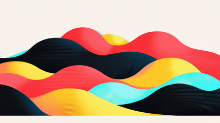 Colorful abstract waves illustration creates a playful pet stories background with ample copy space in the middle for personalized narratives and creative designs.