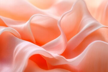 Obraz premium Delicate, peach-toned fabric drapes in soft folds.