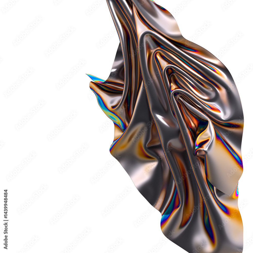Poster a vibrant abstract swirl of iridescent fabric the colors are flowing and dynamic