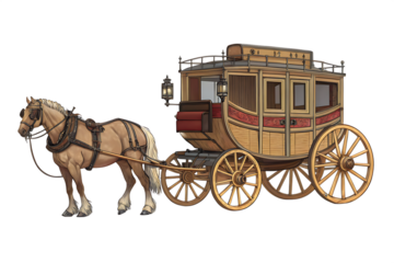 Antique horse drawn stagecoach with detailed design for transportation theme