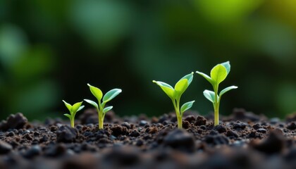 Fototapeta premium Growing green seedling development in nature close-up photography vibrant environment macro view