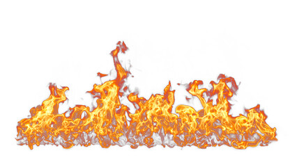 Realistic fire flame row effect on transparent backgrounds 3d illustrations png
