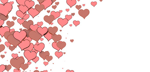 Ilustration of red realistics hearts whit 3D effect. rain of hearts in transparent PNG