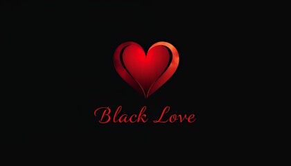 Vibrant Red Heart with "Black Love" Text on a Black Canvas a Bold Declaration of Love and Affection Perfect for Valentine's Day Greetings and Decorations