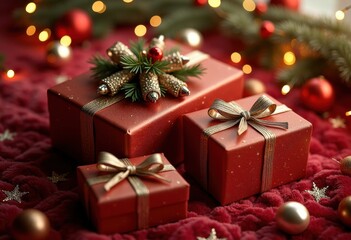 luxurious holiday gift wrapping decorative ribbons sparkling accents elegant presentation festive season charm, package, bow, color, glitter, texture
