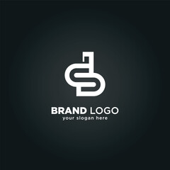 Creative Letter D and D Monogram Logo with Black Background.