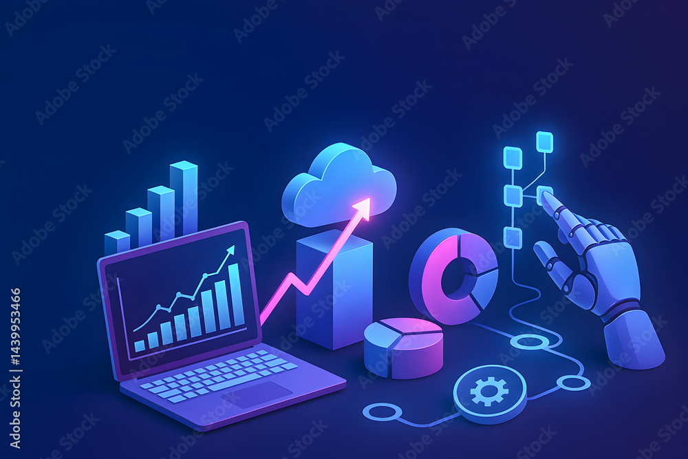 Aufkleber futuristic data analysis concept with graphs.