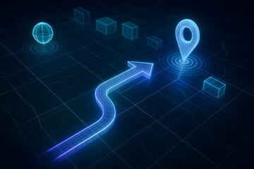 Futuristic navigation with glowing elements