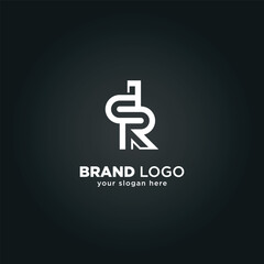 Creative Letter D and R Monogram Logo with Black Background.