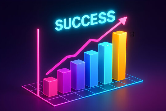 Colorful chart showing upward success trend.