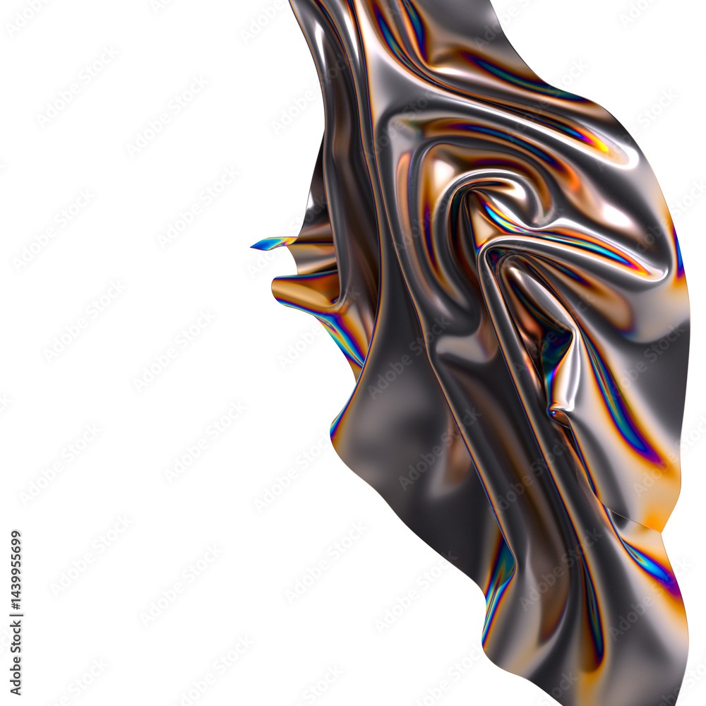 Poster a vibrant abstract swirl of iridescent fabric the colors are flowing and dynamic
