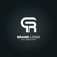 Creative Letter Q and R Monogram Logo with Black Background.