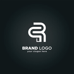 Creative Letter Q and R Monogram Logo with Black Background.
