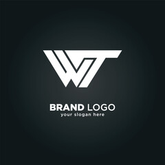 Creative Letter W and T Monogram Logo with Black Background.