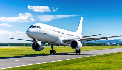 Obraz premium Airplane taking off from the airport.