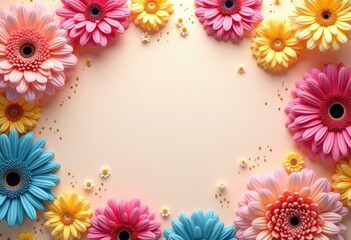 Obraz premium vibrant floral flat lay colorful blossoms empowerment quotes inspiration positivity aesthetic design creativity decor, arrangement, presentation, vibrancy