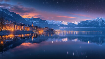 Lakeside Serenity at Night